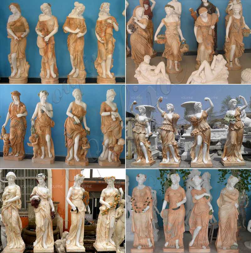 four seasons goddesses marble statues
