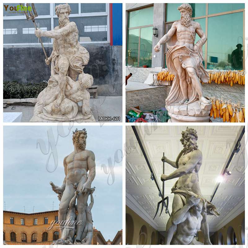 Natural Marble Neptune Calming the Waves Statue for Sale