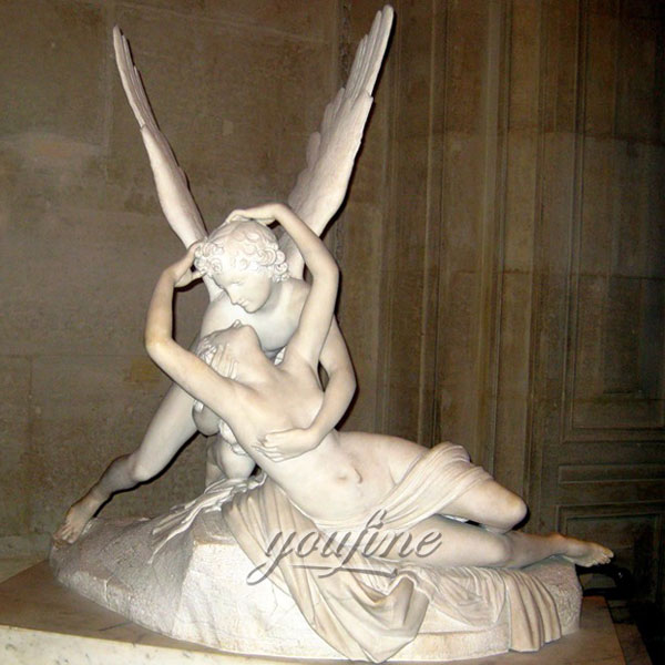 Famous art sculpture of Cupid and Psyche marble statue for garden decor