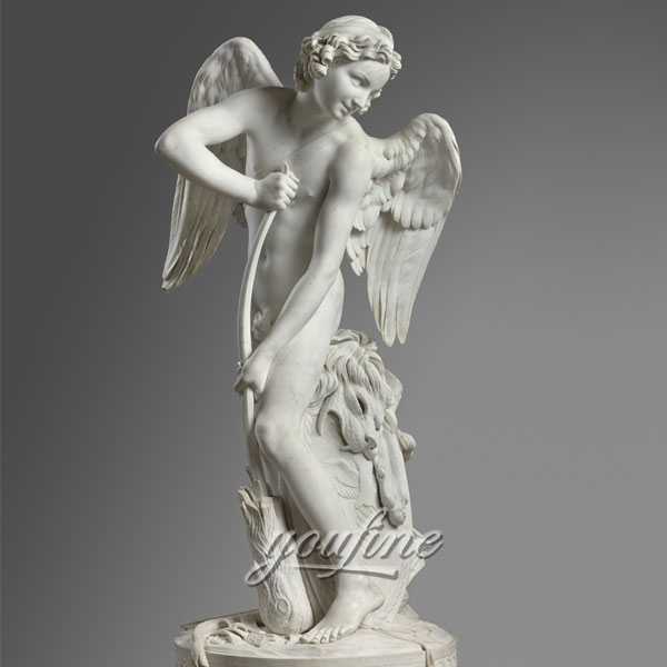 Famous art sculptures bouchardon cupid cutting his bow Stone marble angel statue for Garden decor