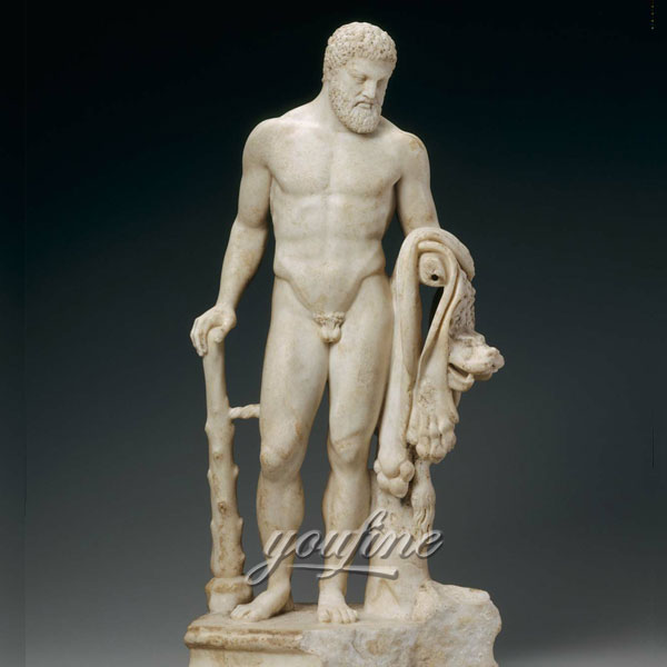 Famous art sculptures in roman life size stone marble Statue of Herakles for sale