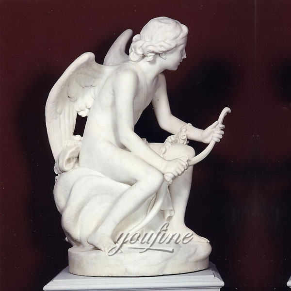 Large famous sculpture garden angel cupid with bow life size marble statues for sale
